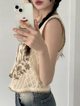 ハコビンテージレイヤードノースリーブカーディガン / Hako Vintage Layered Sleeveless Cardigan