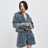 JINRO DENIM CROP TRUCKER JACKET 