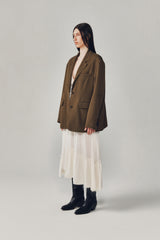 OVERFIT CUT OFF BLAZER [BROWN]