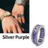 AAAダイヤクリスタル3ラインリングシルバーパープル