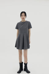 プリーツミニショートスリーブドレス / Pleats Mini Short Sleeve Dress (3color)