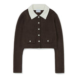 Haley Collar Knit Cardigan [BROWN] (6638359085174)