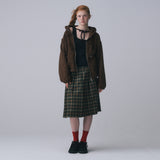 FRILL HEART HOODIE, BROWN