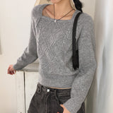 Baba Twisted Bolero Square Neck Long Sleeve Knit