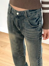 Chilla Cat Washing Y2K Semi Bootcut Denim Pants
