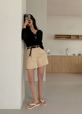 [Bellide made] Basic pintuck cotton shorts