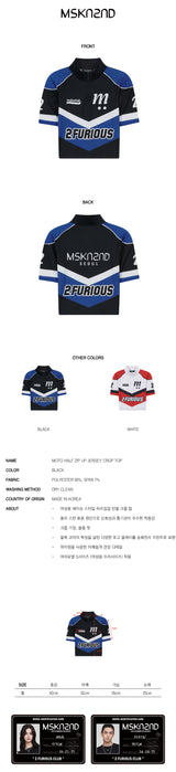 モトハーフジップアップジャージクロップトップ / MOTO HALF ZIP UP JERSEY CROP TOP BLACK
