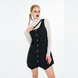 One-shoulder One-piece [Black]