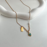 hte パールカラーハートターコイズゲストルックアセントネックレス/hte Pearl Color Heart Turquoise Guest Look Accent Necklace