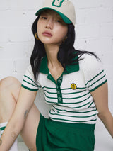 ストライプニットピケシャツ/STRIPED KNIT PIQUE SHIRT GREEN (6586892288118)