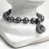 9mm ボールチェーン バレットバック ブレスレット / [BLESSEDBULLET]9mm ball chain bulletback bracelet_dark silver