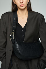 Hバックルソフトレザーホボバッグ / H-Buckle Soft Leather Hobo Bag (black)