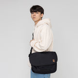 [UNISEX] Bear Embroidery Cross Messenger Bag_Black (6690661105782)