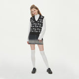 FLOWER JAQUARD KNIT VEST_BLACK (6610819874934)