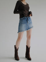 アンバランスデニムスカートプリーツ / no.802 Unbalance Denim Skirt Pants