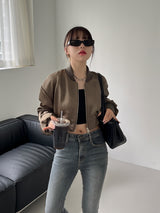 サテン クロップ アビエーション ジャンパー / Satin Crop Aviation Jumper (2color)