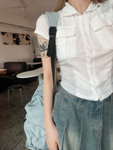カラーリングポケットカラーTシャツ / Colouring pocket collar t-shirt