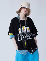 WISH YOU LUCK 1/2 T-SHIRT_BLACK (6582788227190)