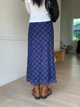 Kimo y2k retro check long skirt