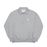 フラワードット刺繡カラーハーフジップアップスウェットシャツ/Flower Dotted Embroidery Collar Half Zip-Up Sweatshirt