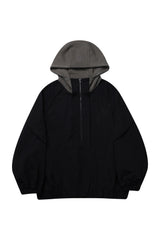 PIPPING MIX ANORAK HOODIE_BLACK