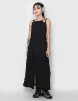ロングスリットスリーブレスドレス / long slit sleeveless dress