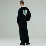 ツータックワイドシルキーパンツ/TWO TUCK WIDE  SILKY  PANTS-BLACK