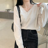 [Bellide made] Soft loose V-neck knitwear