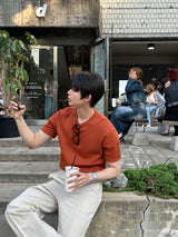 ロエミニマルリネンラウンド半袖ニット/Roe Minimal Short-Sleeved Linen Round Knitwear (9 colors)