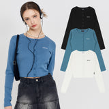 オッドシグネチャーロゴボタンクロップカーディガン / Odd Signature Logo button crop cardigan - 3 color