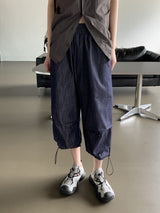 [フェードなし] ストリング ツーウェイ ワイド デニム ショートパンツ パンツ/ [NONE FADE] Seulti String Two-Way Wide Denim Shorts Pants