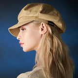 Herringbone label newsboy cap BEIGE