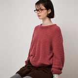 FLUFFY KNIT PULLOVER, MAUVEWOOD