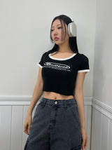 ブラーショートスリーブクロップドTシャツ
