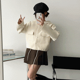 Eel soft woolen button hoodie jacket