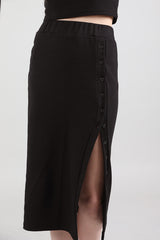 ボタンバンディングロングスカート / Button Banding Long Skirt Black