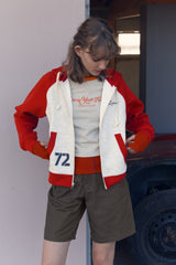 COLOR MIX RAGLAN HOODIE ZIP UP [RED]
