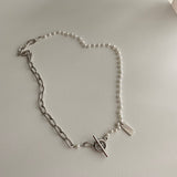 sspoi サージカルスティールトグルツーウェイパールゲストロックネックレス / sspoi Surgical Steel Toggle Bar Two-Way Pearl Guest Look Necklace