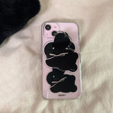 コットンバニーポポジェリーハードアイフォンケース/Cotton bunny popo Jelly Hard phone case black
