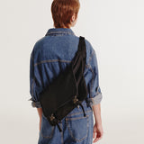 2-Buckle Biker Messenger Bag (Black)