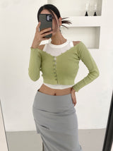 イエロービーントップカーディガンツーピース/yellow bean top cardigan two-piece