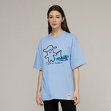 ヒューマンドローイングフィッシュスマイルショートスリーブTシャツ/Human Drawing Fish Smile Short-Sleeved T-Shirt