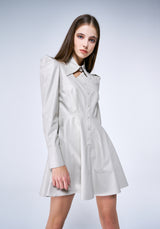 VEGAN LEATHER FLARED DRESS (6683372617846)