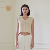ボタン ニットベスト/BUTTONED KNIT VEST (BEIGE)