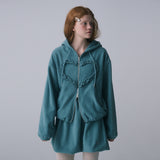 FRILL HEART HOODIE, BLUE
