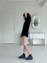サマーラブハートプリンティングボクシーオーバーサイズフィット半袖Tシャツ / Summer Love Heart Printing Boxy Oversized Fit Short-Sleeved T-Shirt