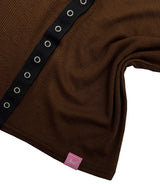 ココスクエアネックリブドボタントップ / PNF made Coco squarneck ribbed button top