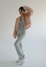 フラミンゴクロップファージャケット/Flamingo Crop Fur Jacket (3color)