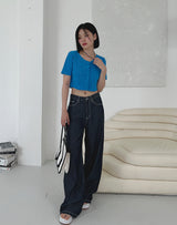 リネンローワイドパンツ/no,1048 linen raw wide pants