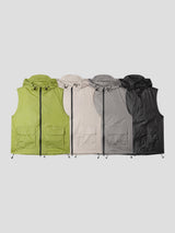 アウトポケットナイロンフードベスト / Out pocket nylon hood vest 4color